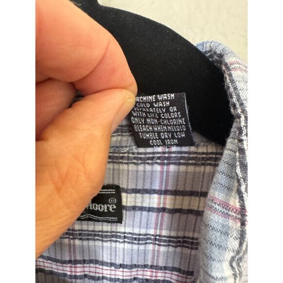 Vintage Preswick & Moore Men's Purple Shirt size Large short sleeve collared - Picture 5 of 7